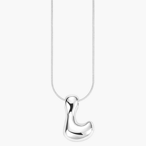 Silver Glow Bubble Letter Initial Necklace
