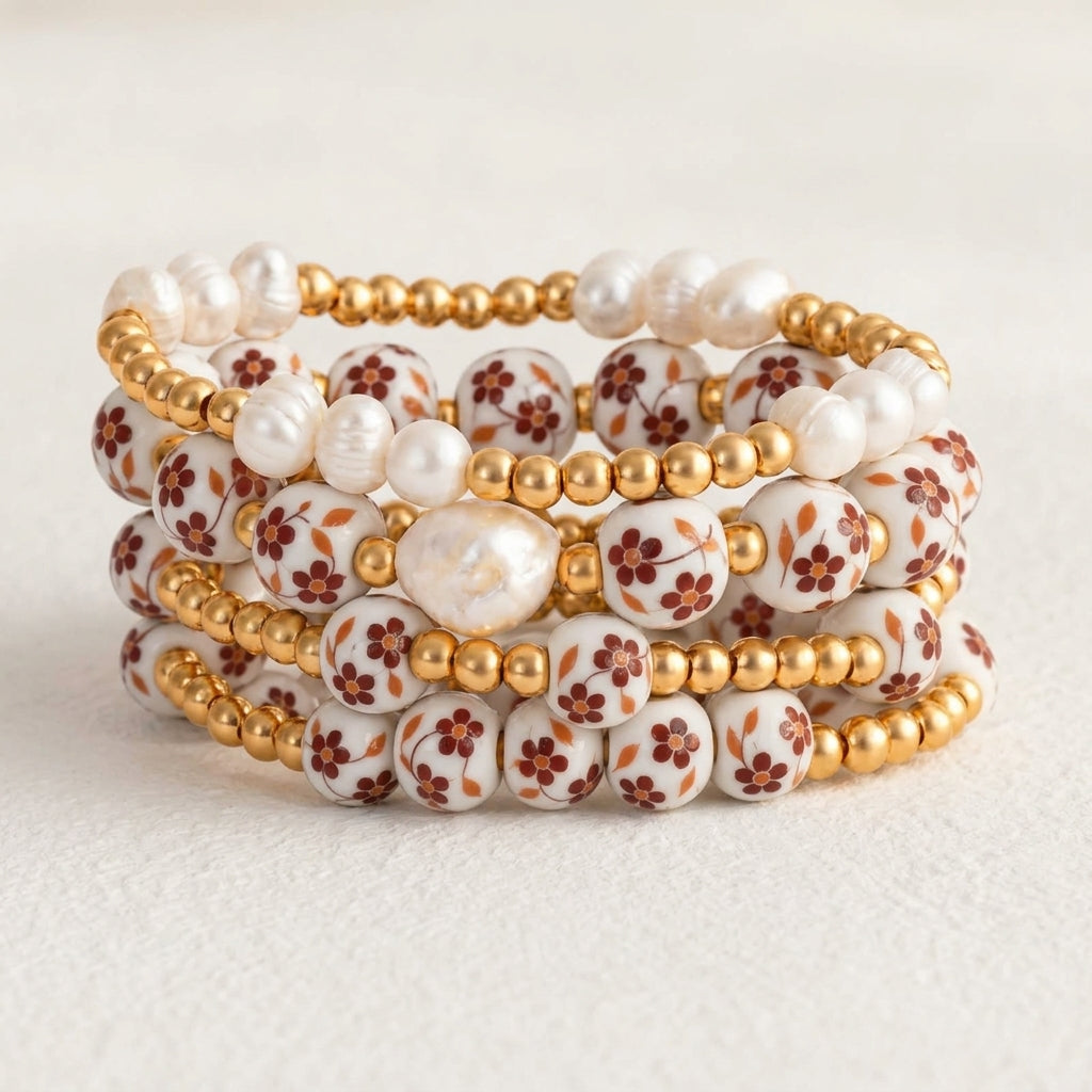 Porcelain Garden Autumn Blossom Bracelet Set