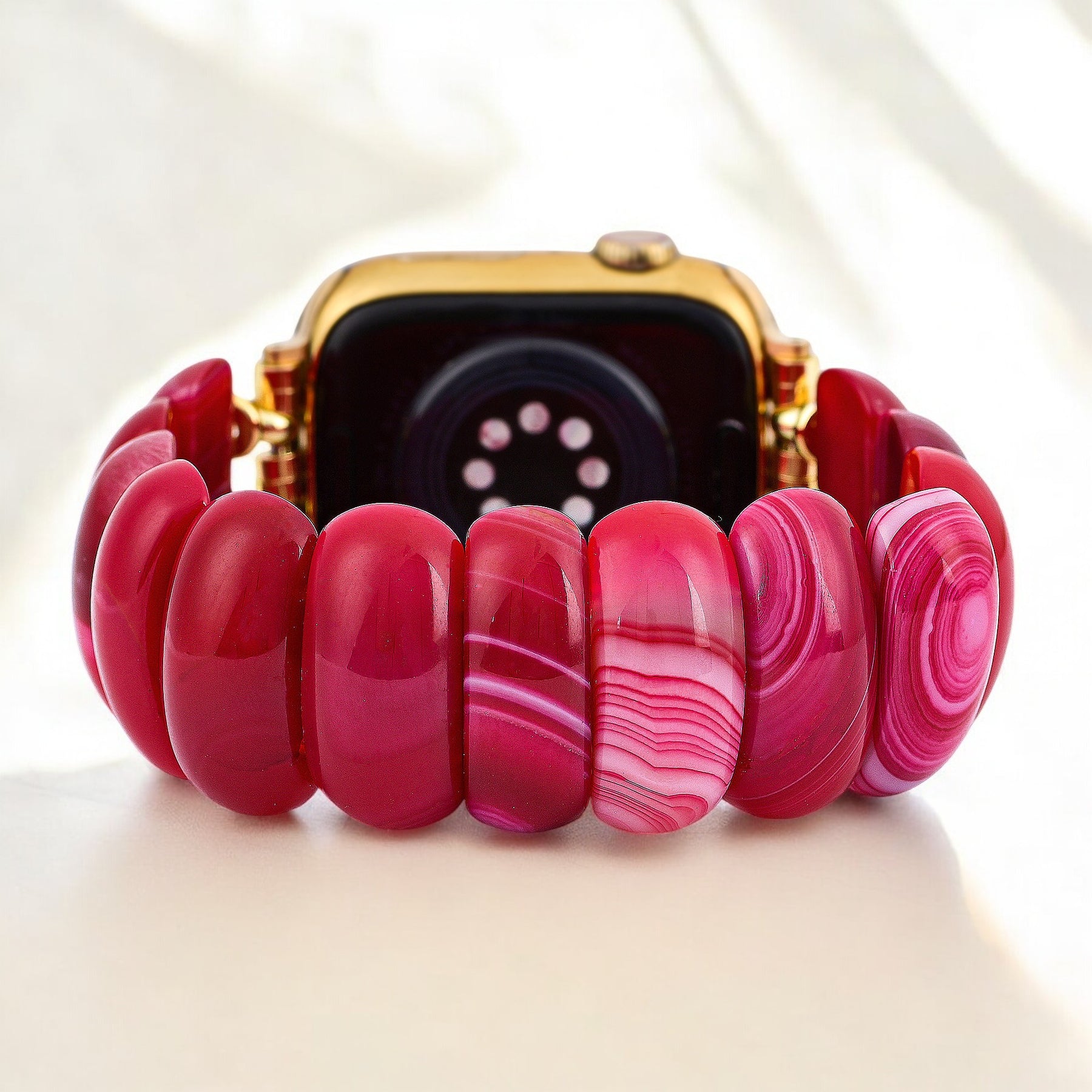 Crimson Mirage Agate Stretch Apple Watch Strap