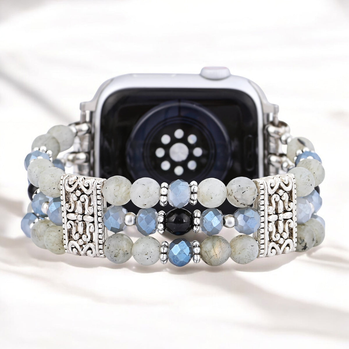 장인정신이 깃든 라브라도라이트 인디고 스트레치 Apple Watch 스트랩