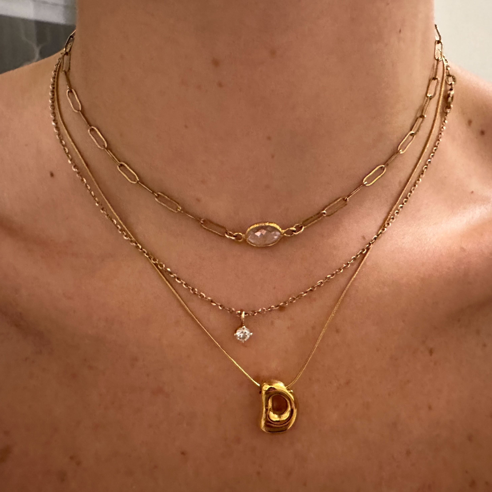 Golden Glow Bubble Letter Initial Necklace