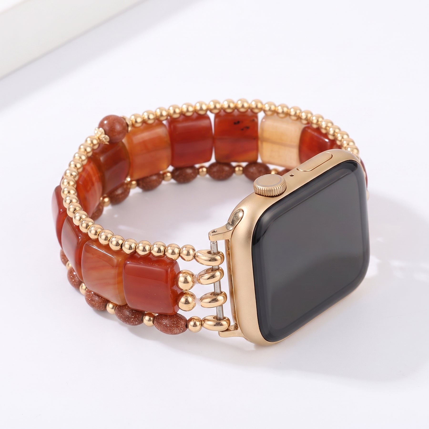 Wild Grace Agate Stretch Apple Watch Strap Silver
