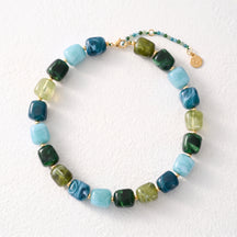 Chunky Square Bead Necklace Black