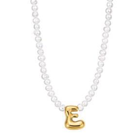 Pearl Bubble Initial Necklace