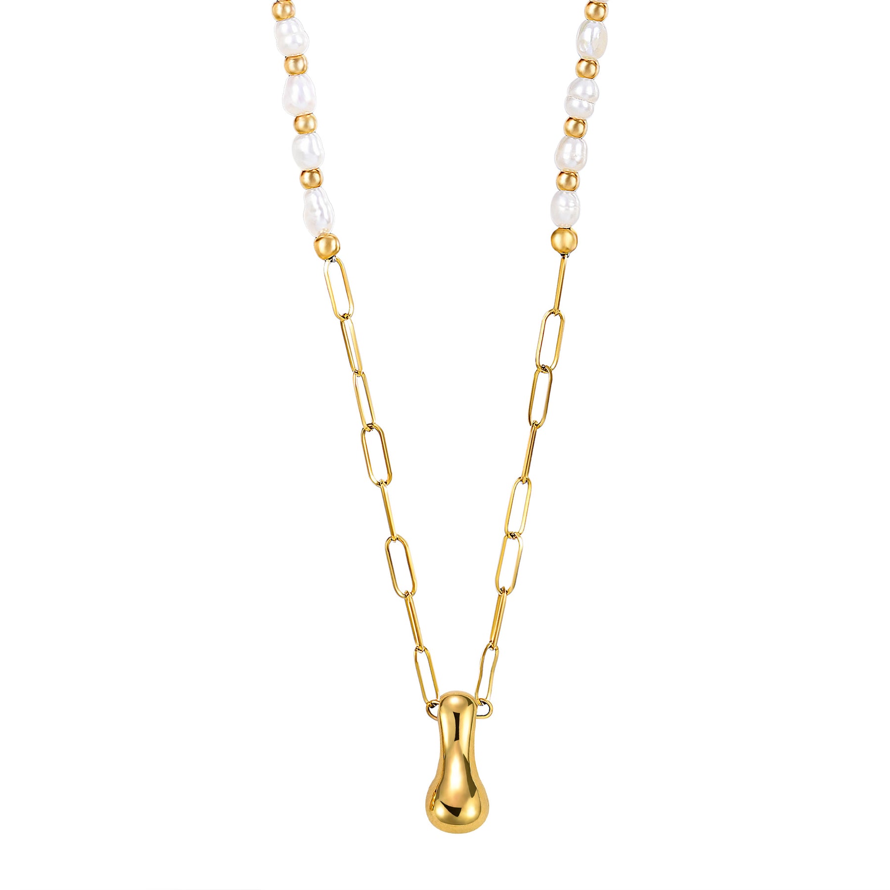 Chic Bubble Pearl Initial Chain Necklace