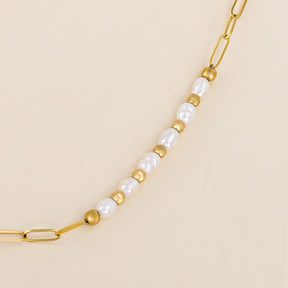 Chic Bubble Pearl Initial Chain Necklace