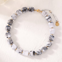 Chunky Square Bead Necklace Black