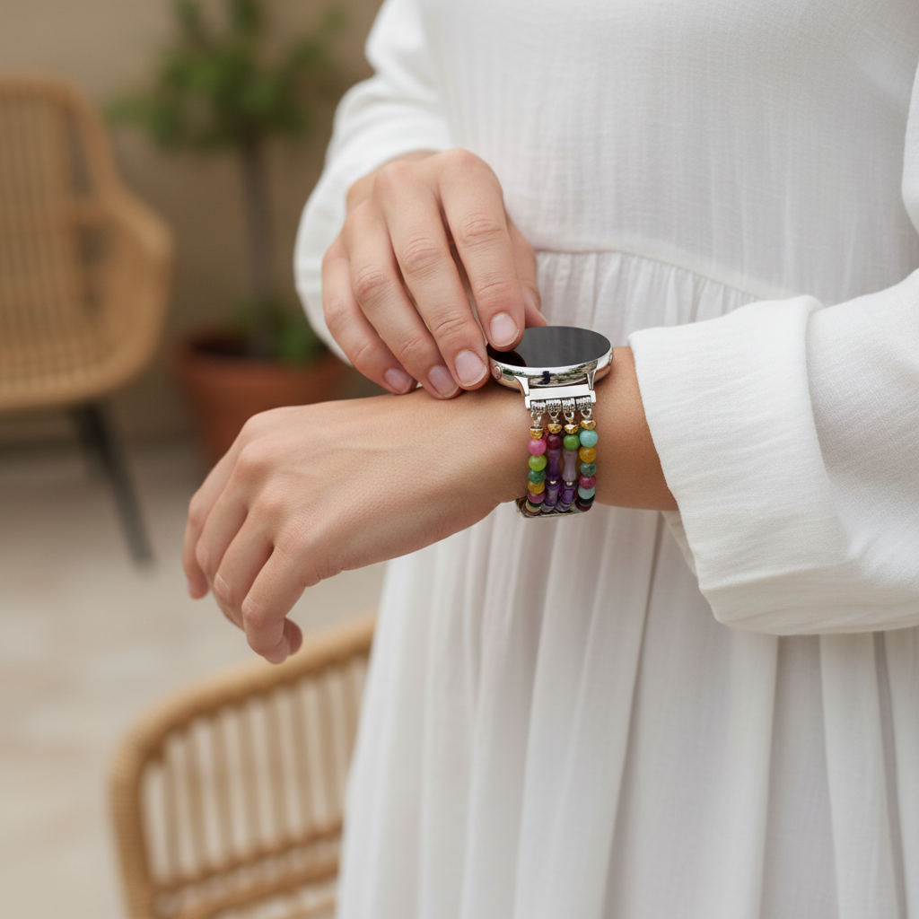 모자이크 자수정 삼성 갤럭시 스트레치 시계줄