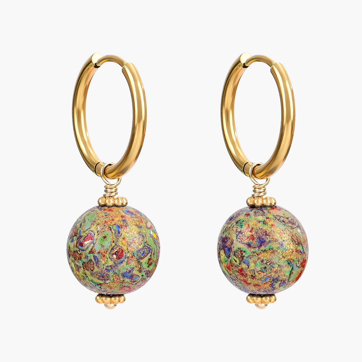 Meadow Mist Speckle Orb Hoop Earrings