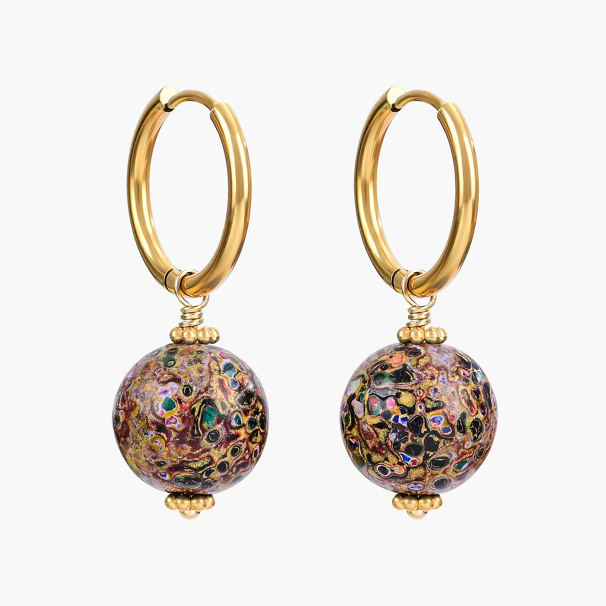 Cosmic Bloom Speckle Orb Hoop Earrings