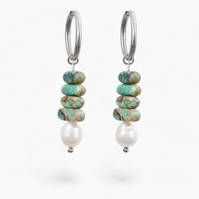 Ocean Bliss Pearl & Blue Jasper Hoop 드롭