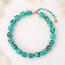 Chunky Square Bead Necklace Red