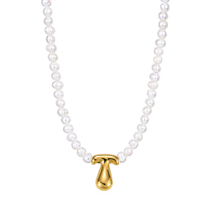 Pearl Bubble Initial Necklace