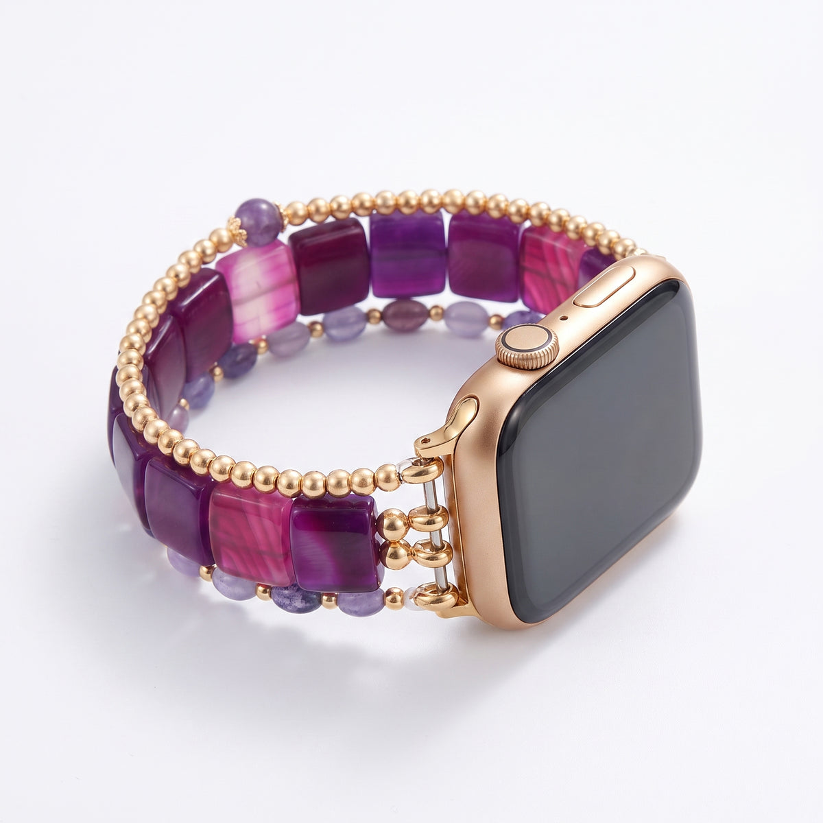 Violet Hour Amethyst Stretch Apple Watch Strap Silver