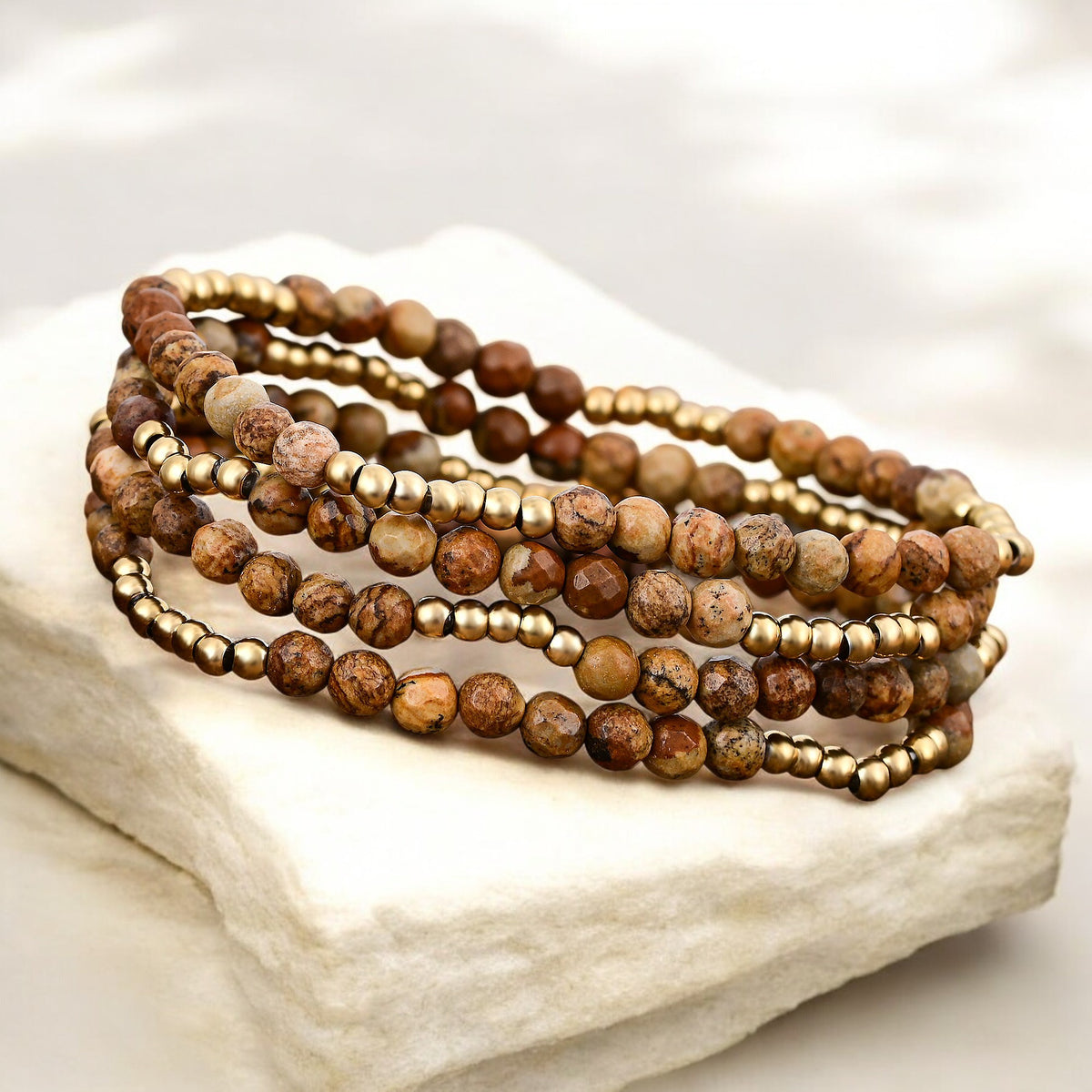 Golden Earth Jasper Bracelet Set