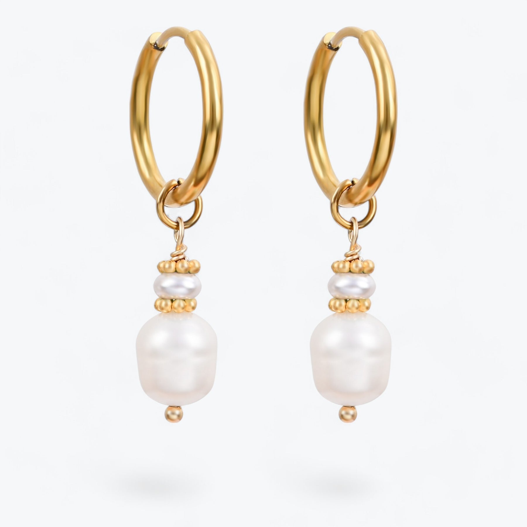 Golden Grace Pearl & Agate Hoop Earrings