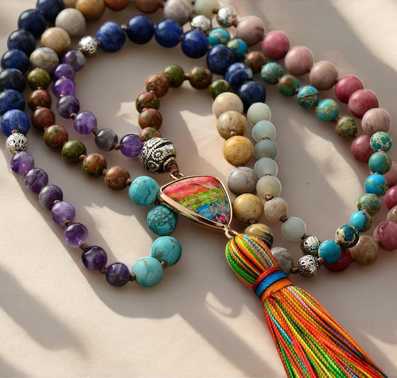 Chakra Charm Tassel Necklace