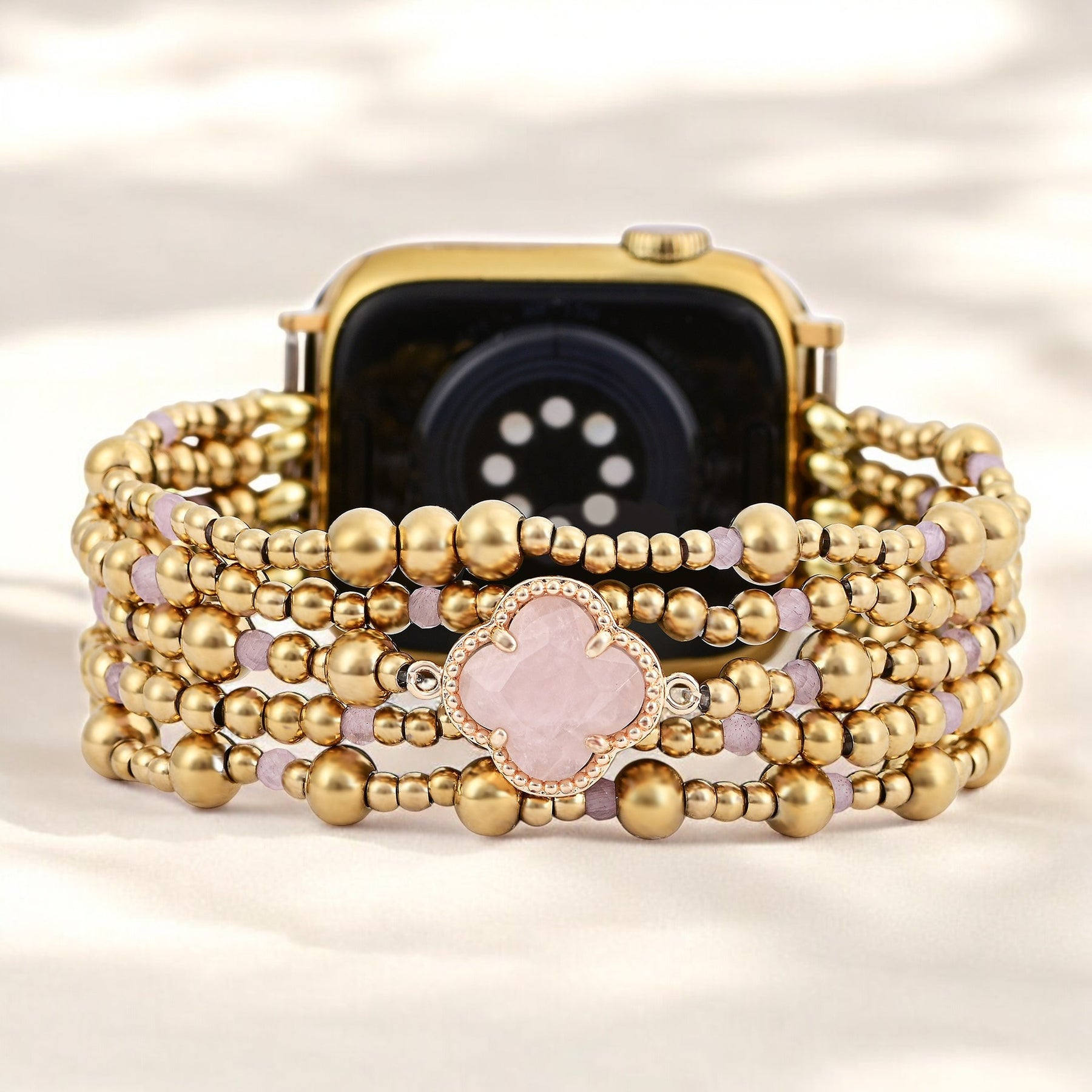 마법에 걸린 로즈 쿼츠 우아함 스트레치 Apple Watch 스트랩