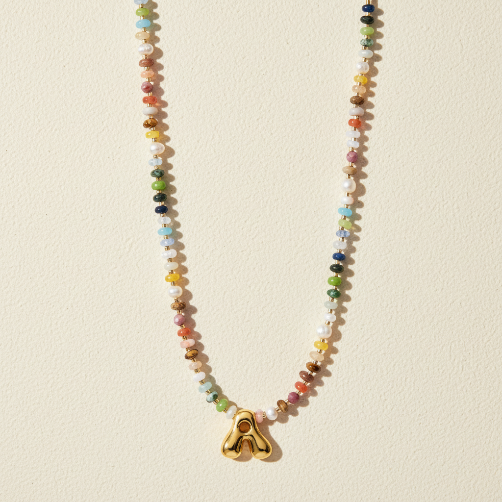 Multicolor Bubble Letter Necklace
