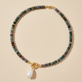 Agate Pearl Charm Necklace