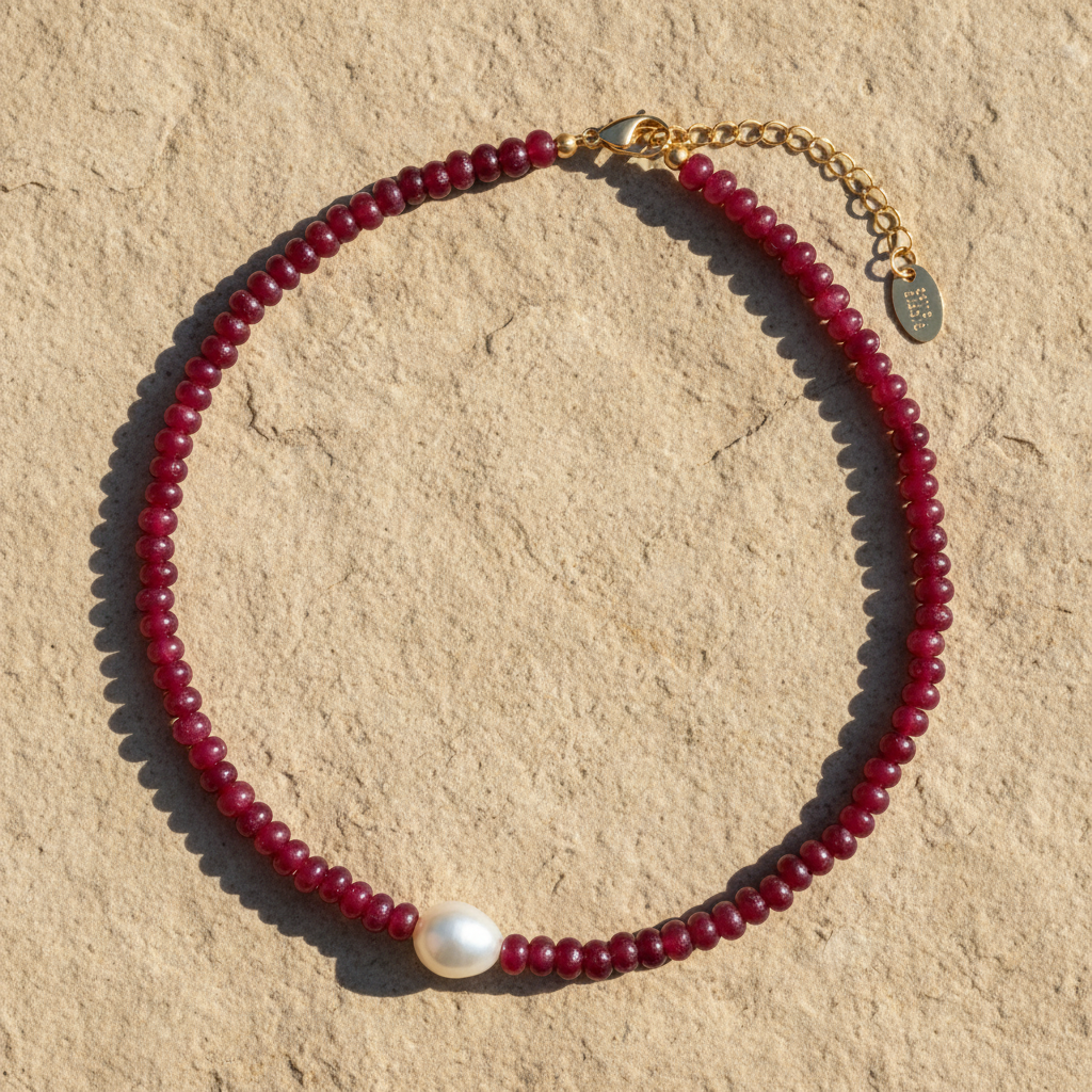 옥 진주 하모니 목걸이