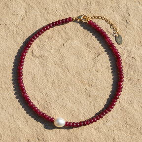 옥 진주 하모니 목걸이