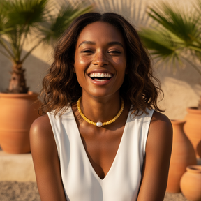 골든 시트린 진주 목걸이