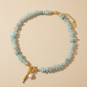 아쿠아마린 진주 참 목걸이