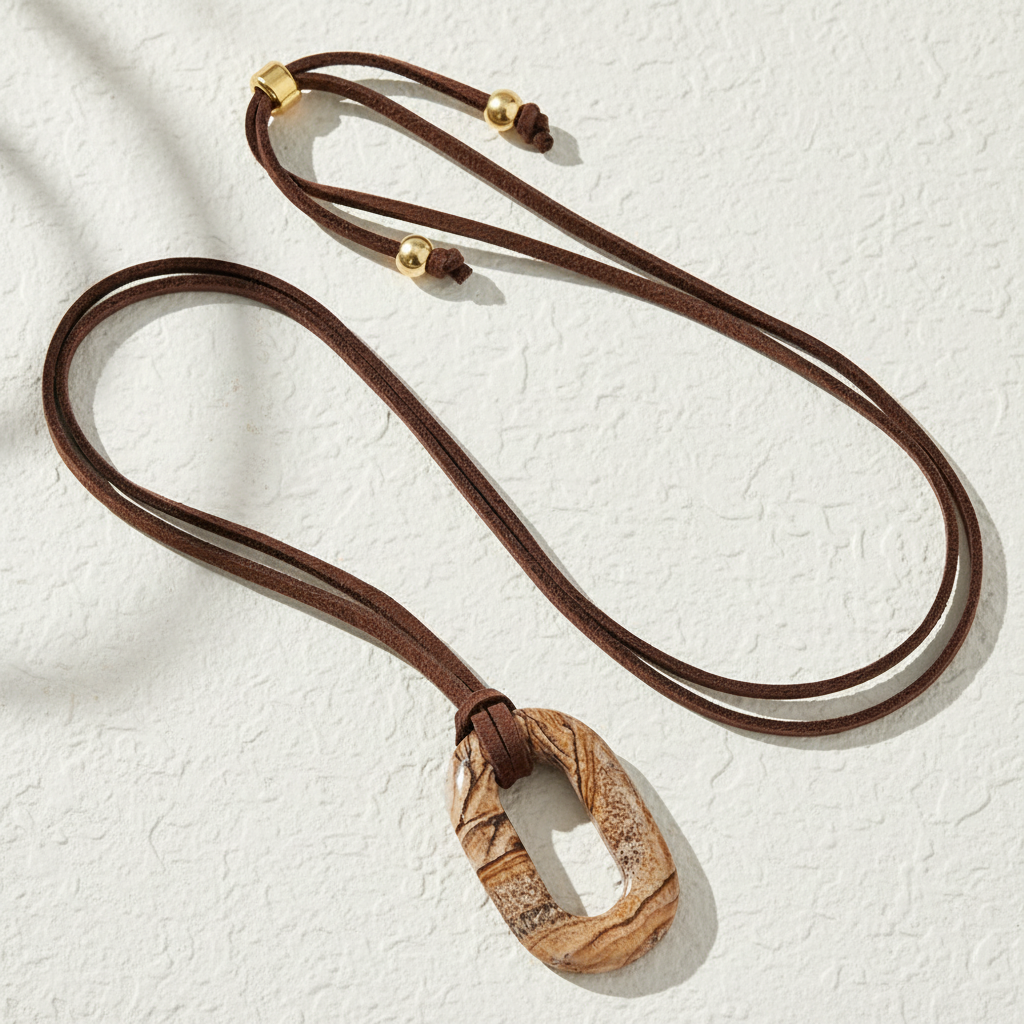 스웨이드 사진 스톤 세레니티 목걸이