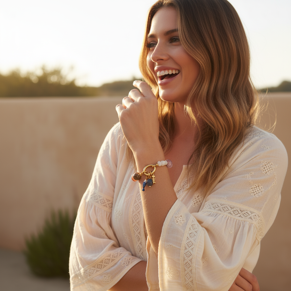 자수정 타이드 참 팔찌