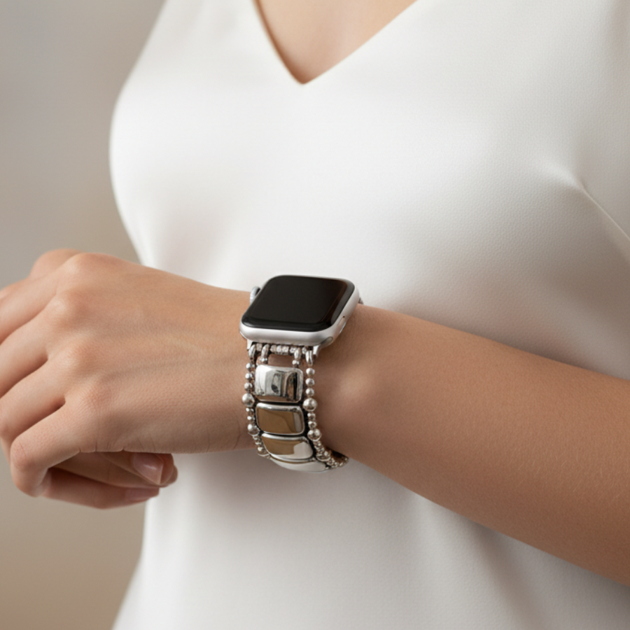 플래티넘 누아르 신축성 애플 워치 줄끈