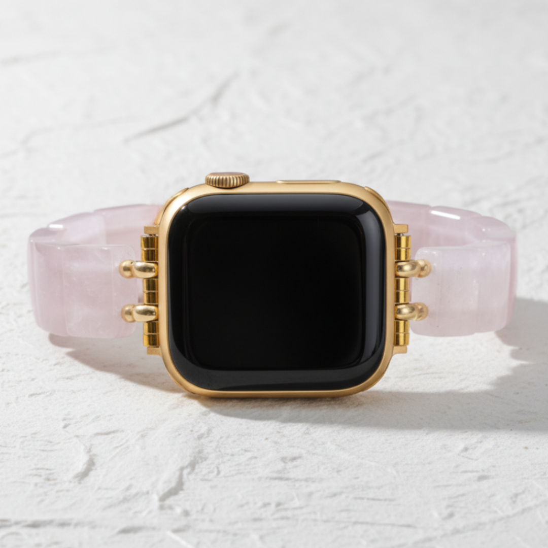 분홍빛 사랑 석영 늘어나는 Apple Watch 줄