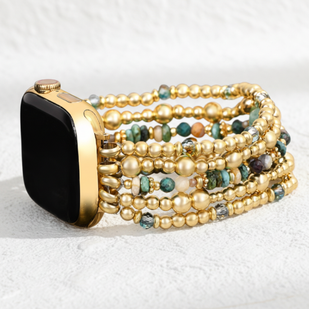 황금 오아시스 신축성 애플 워치 줄