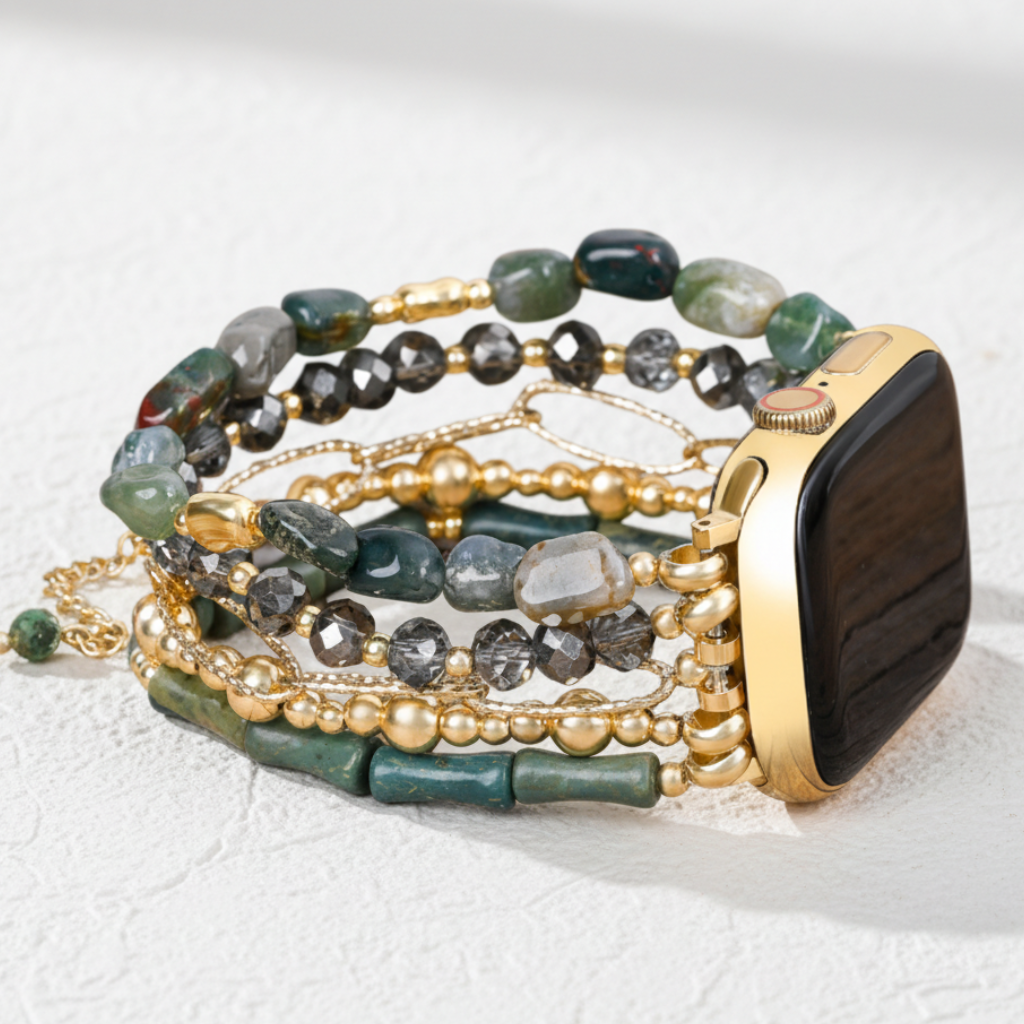 금빛 푸른빛 신축성 애플 워치 줄