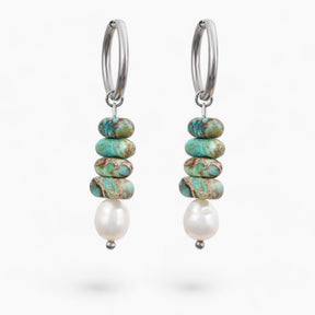 Ocean Bliss Pearl & Blue Jasper Hoop 드롭