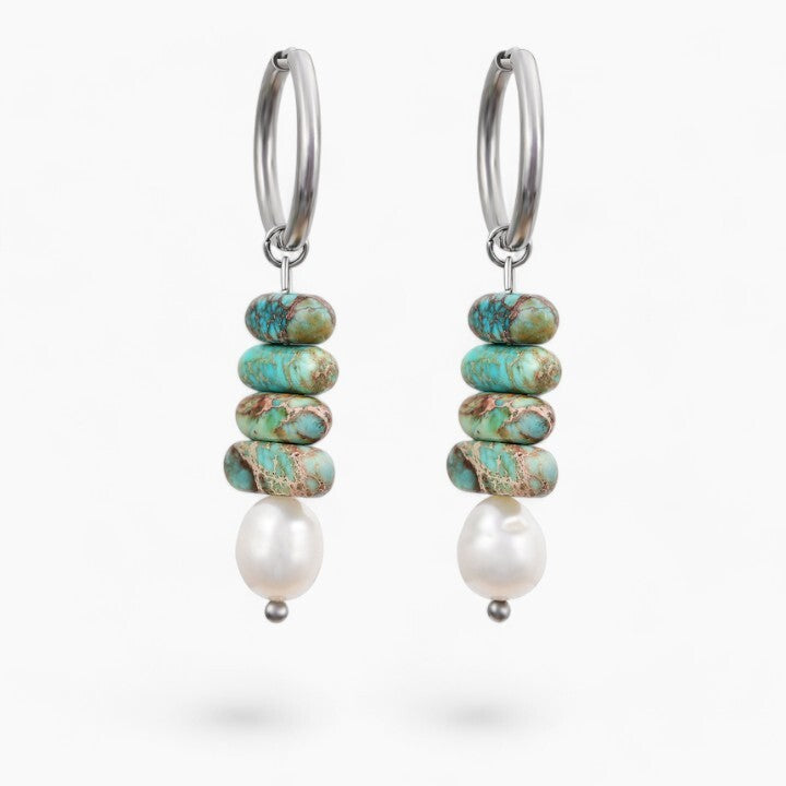 Ocean Bliss Pearl & Blue Jasper Hoop 드롭