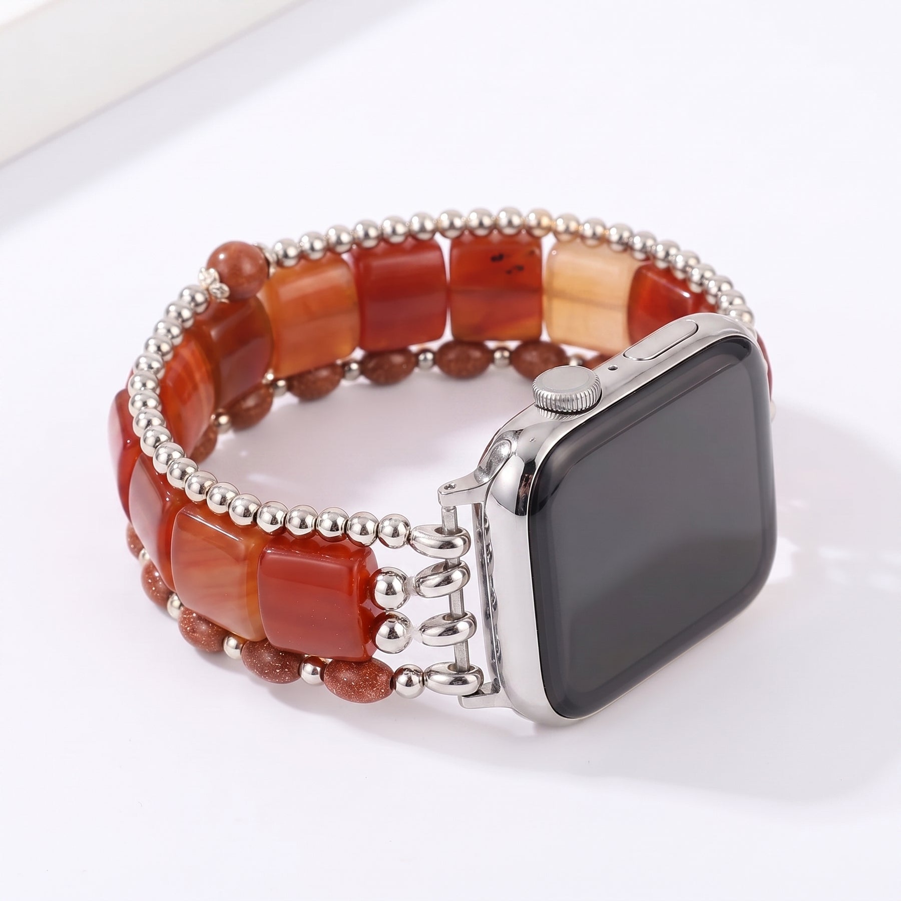 미드나이트 블룸 투어멀린 스트레치 Apple Watch 스트랩 실버
