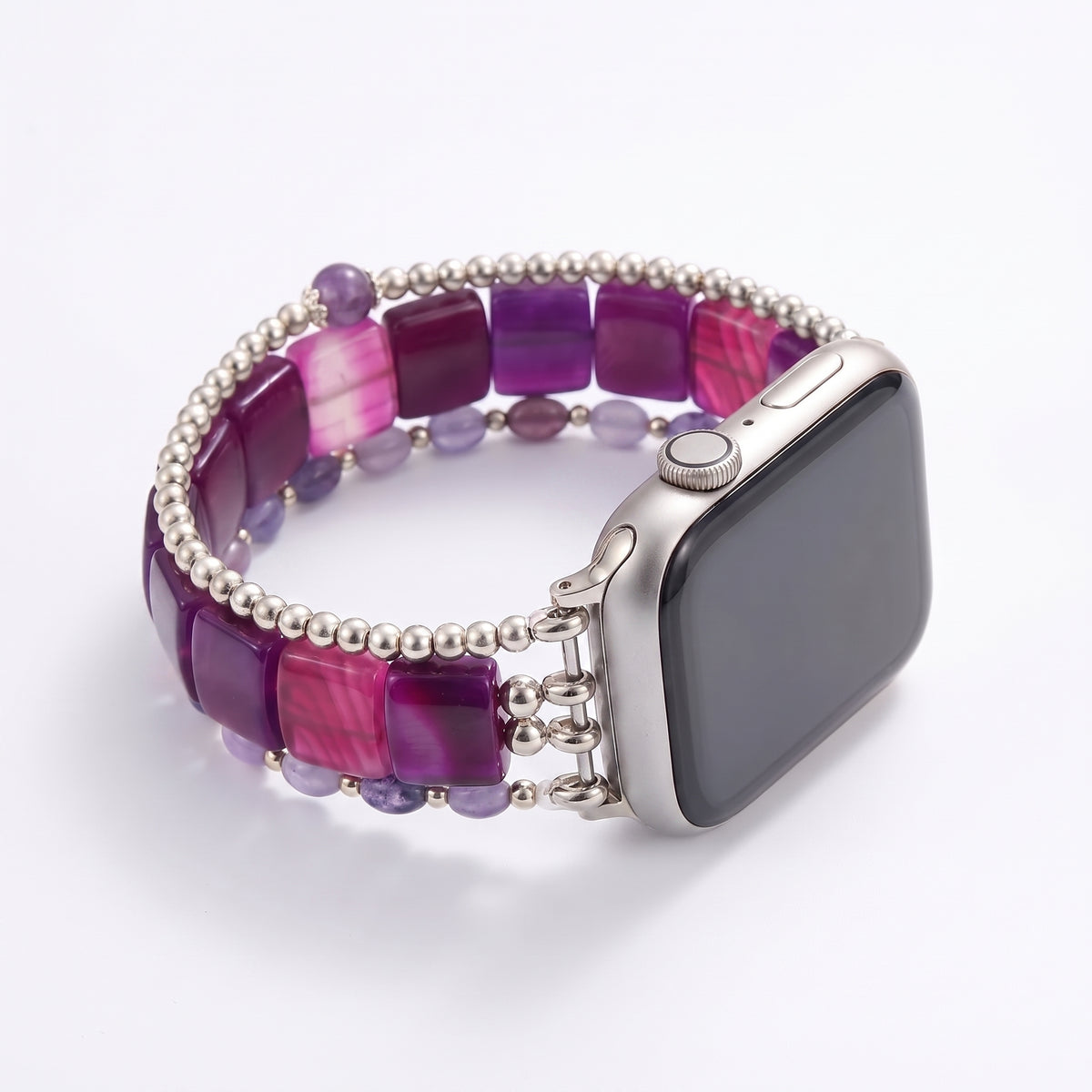 Violet Hour Amethyst Stretch Apple Watch Strap Silver