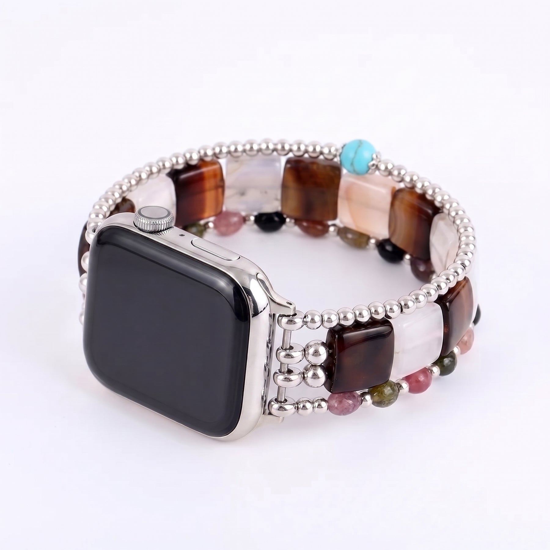 미드나이트 블룸 투어멀린 스트레치 Apple Watch 스트랩 실버