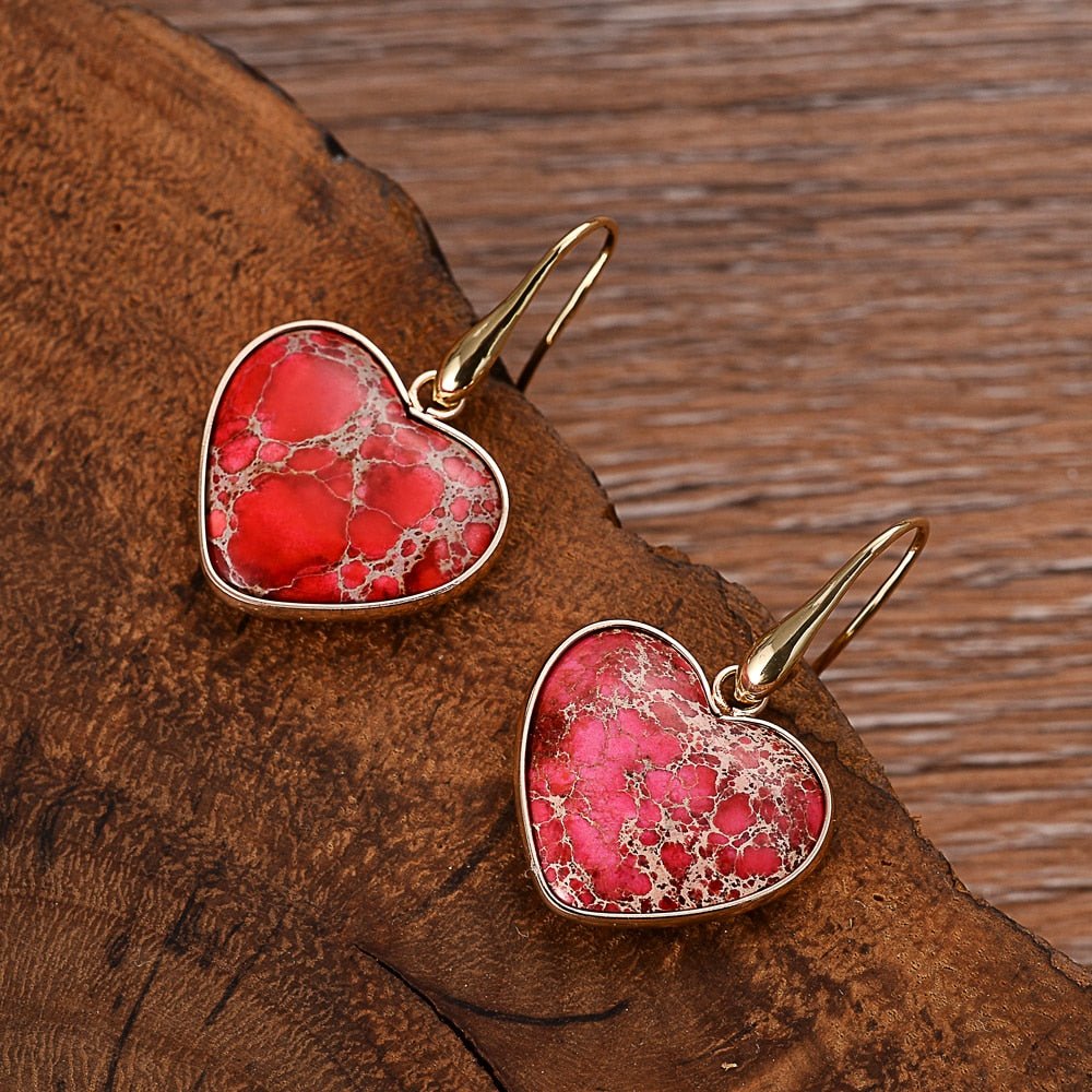 Red Heart Jasper Drop Earrings - Cape Diablo